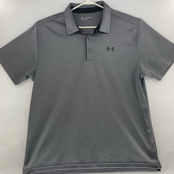 Under Armour Mens 2XL Gray Loose Fit Short Sleeve Polo Shirt - Picture 1 of 15